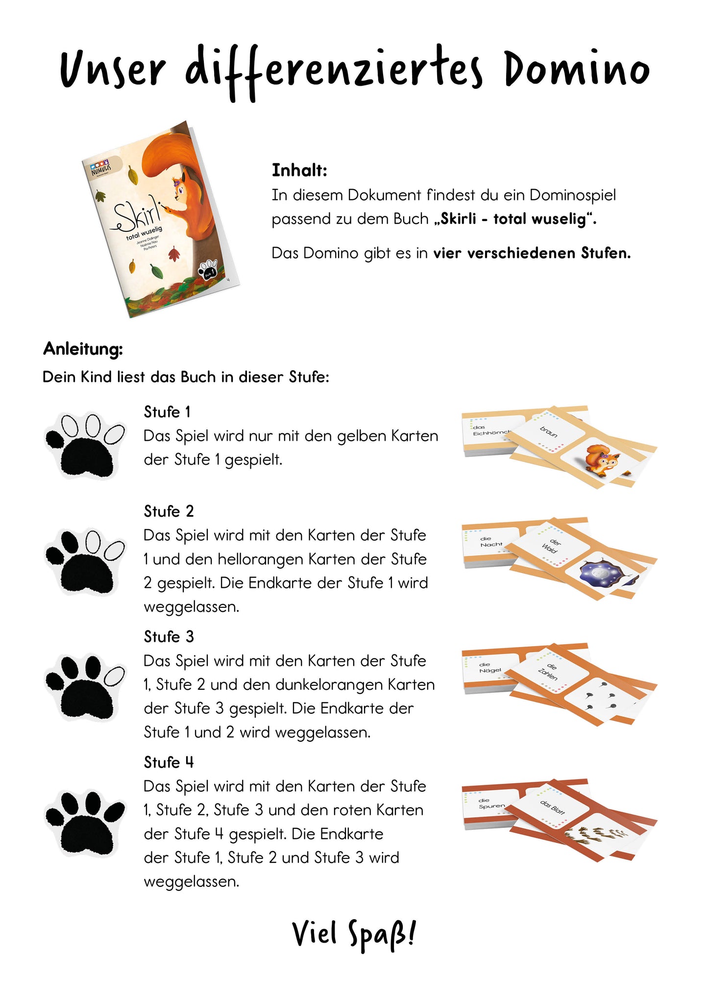 Lese-Domino zu Skirli total wuselig | Lesespiel | digital