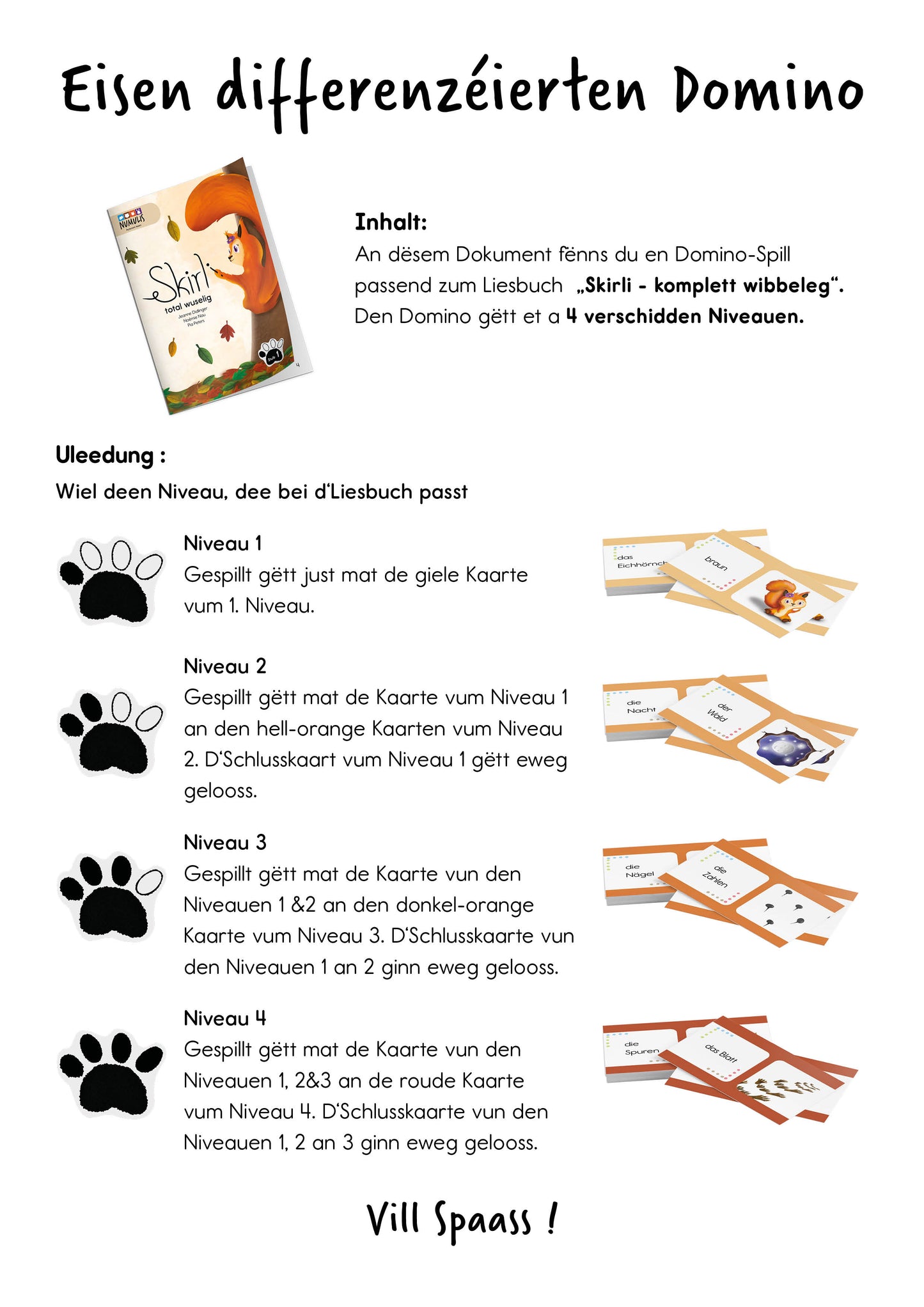 Lese-Domino zu "Skirli komplett wibbeleg" | Lesespiel | digital