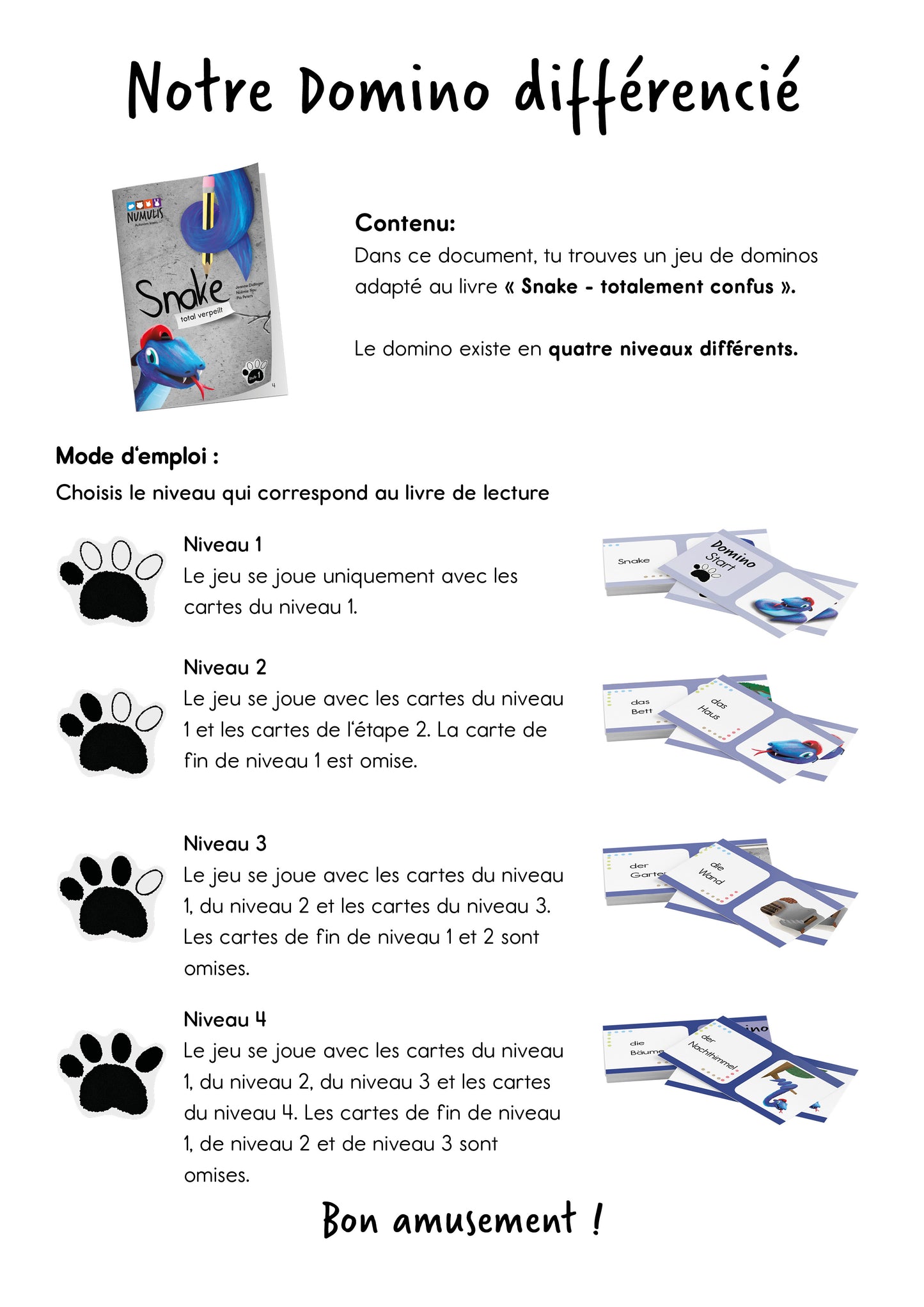 Lese-Domino zu "Snake totalement confus" | Lesespiel | digital