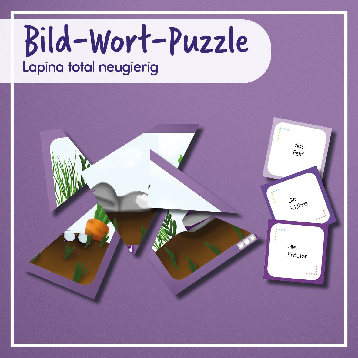 Bild-Wort Puzzle zu Lapina total neugierig| Lesespiel | digital