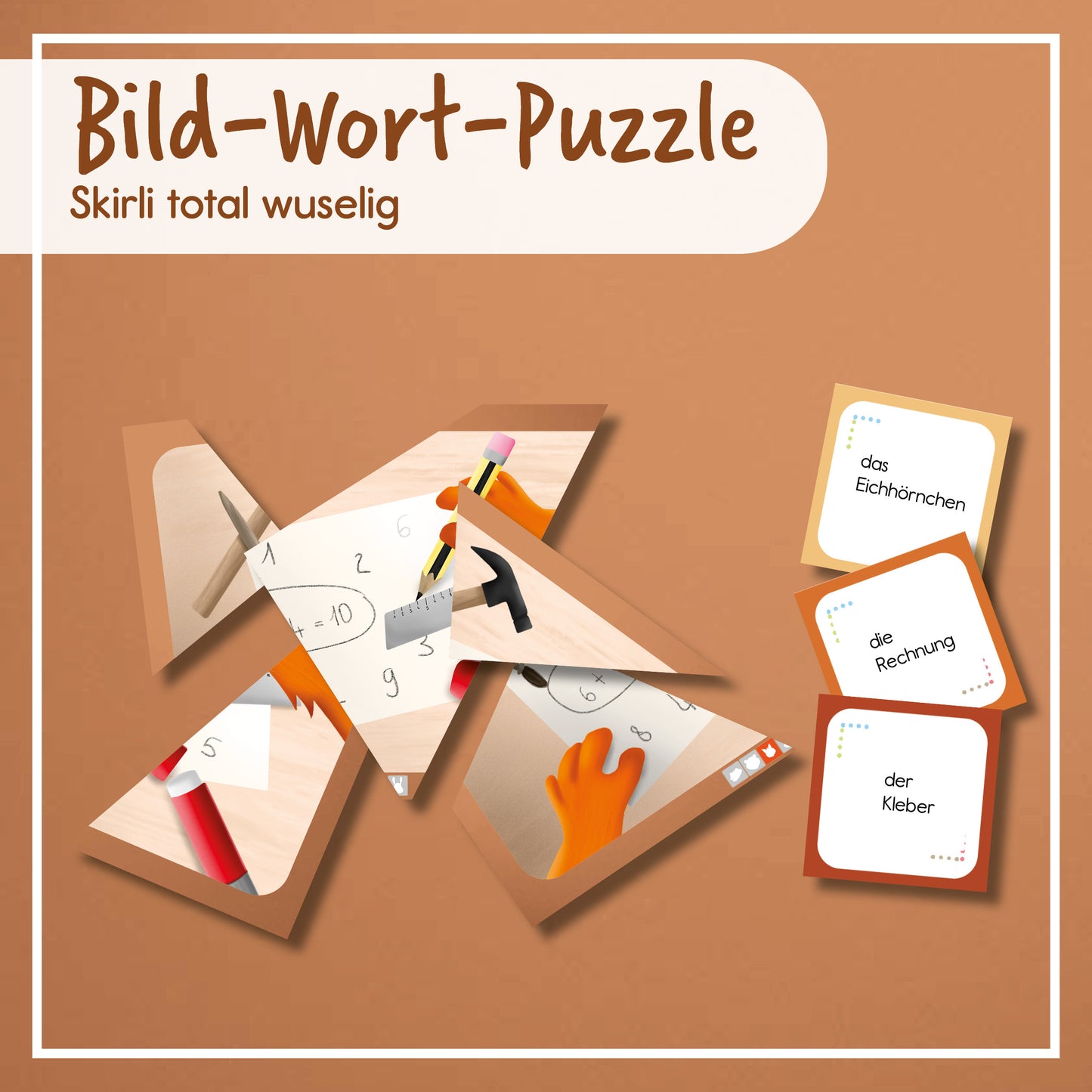 Bild-Wort Puzzle zu Skirli total wuselig | Lesespiel | digital