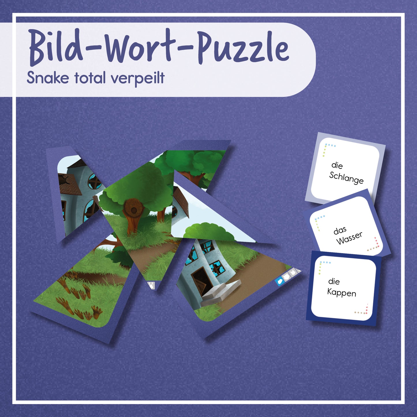 Bild-Wort Puzzle zu Snake total verpeilt | Lesespiel | digital