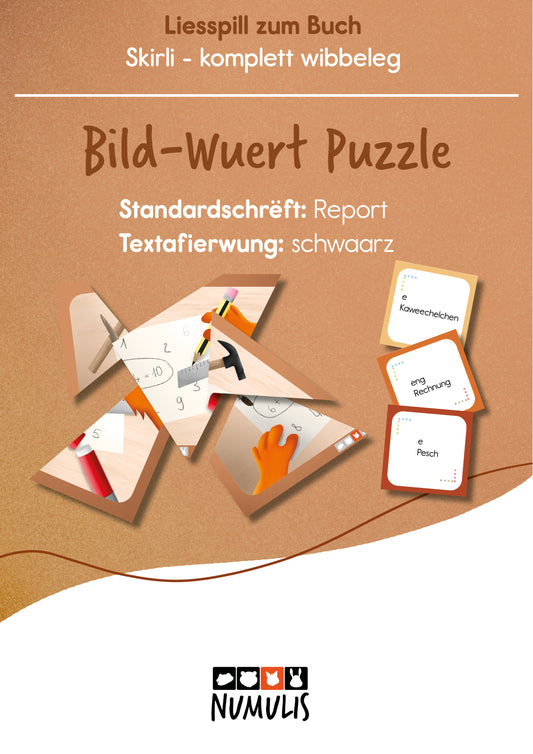 Bild-Wort Puzzle zu "Skirli komplett wibbeleg" | Lesespiel | digital