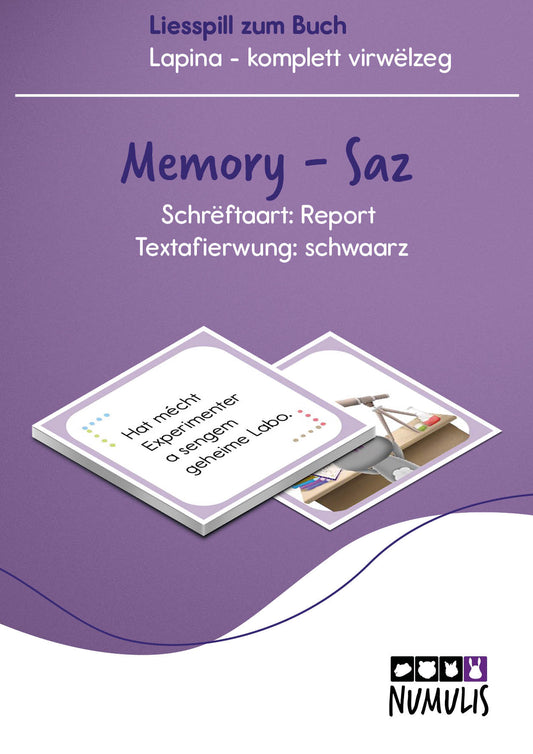 Lese-Memory zu "Lapina komplett virwëlzeg" | Lesespiel | digital