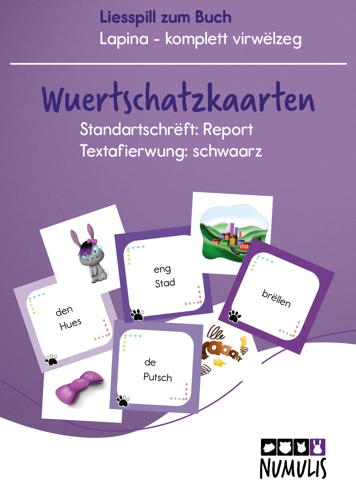 Wortschatzkarten zu "Lapina komplett virwëlzeg" - digital - Niveau 1-4