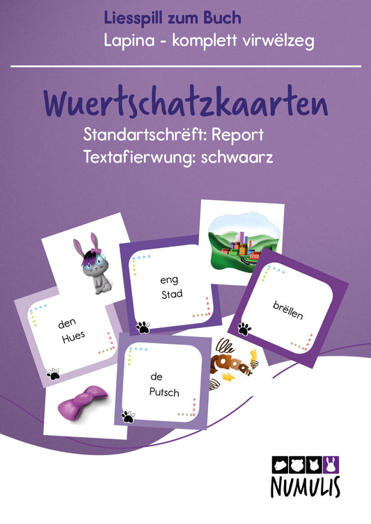 Wortschatzkarten zu "Lapina komplett virwëlzeg" - digital - Niveau 1-4