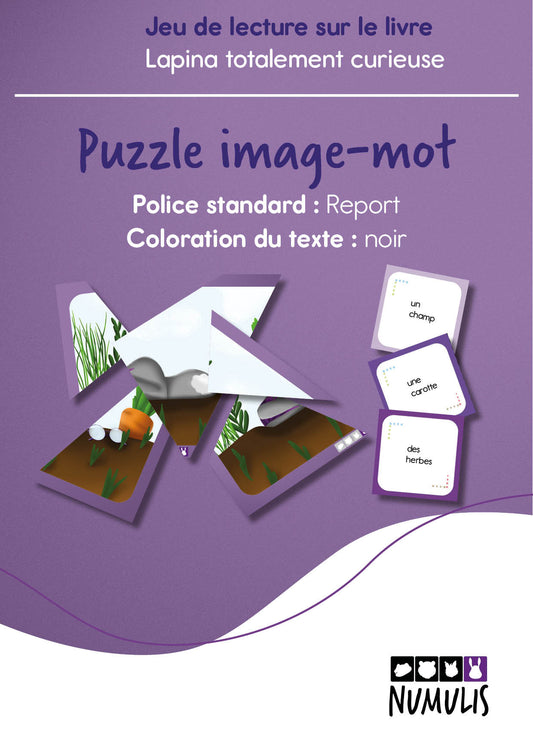 Bild-Wort Puzzle  zu "Lapina totalement curieuse" | Lesespiel | digital