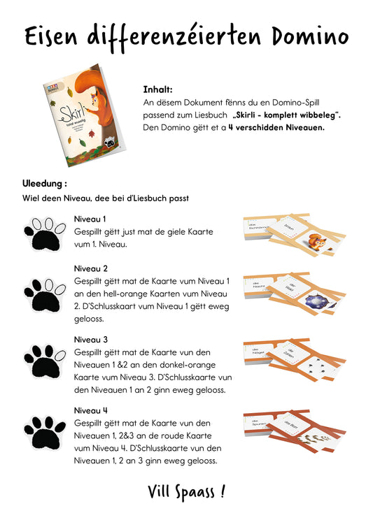 Lese-Domino zu "Skirli komplett wibbeleg" | Lesespiel | digital