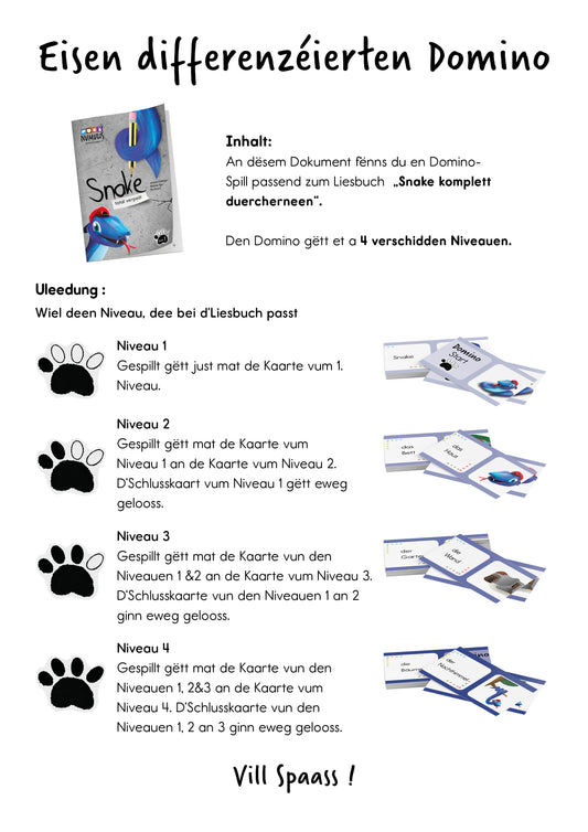 Lese-Domino zu "Snake komplett duercherneen" | Lesespiel | digital