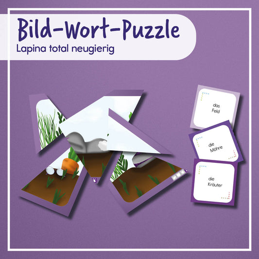 Bild-Wort Puzzle zu Lapina total neugierig| Lesespiel | digital