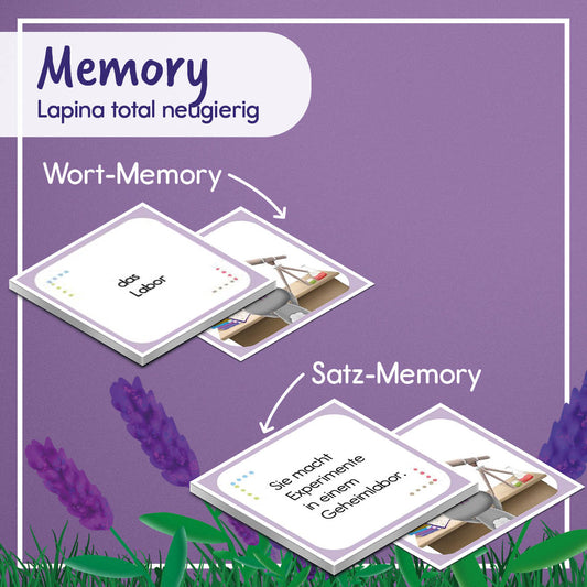 Lese-Memory zu Lapina total neugierig | Lesespiel | digital
