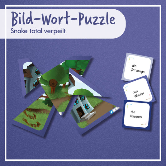 Bild-Wort Puzzle zu Snake total verpeilt | Lesespiel | digital